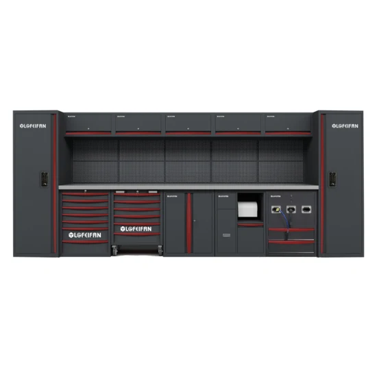 Combinaison d'armoires à outils pour station de réparation, solution d'outils de stockage de garage personnalisée OEM